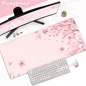 Rets Pink Cherry Blossoms Mouseepad Home Computer Talle Большой ПК Mouse Pad Art Sakura Keyboard Mause Rug Desk Mat Office Accessories.