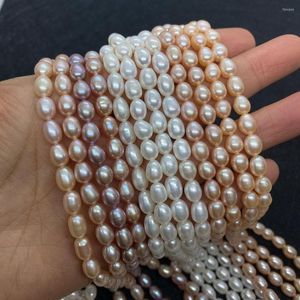 Pärlor 1Strand Högkvalitativ naturlig sötvatten Pärl Löst ris formad för eleganta DIY -halsbandsmycken Making Charms
