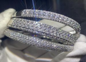Sparkling nieuwe aankomst luxe sieraden 925 Sterling zilveren vul Pave witte saffier cz diamant vrouwen bruiloft bangle vingertje bracelet 3352383