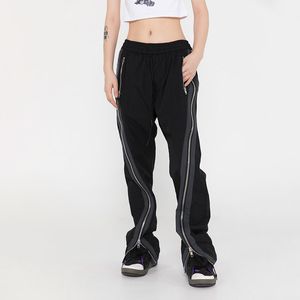 Männer Hosen Gegabelt Casual Männer Hip Hop Baggy Zipper Ausgestellte Paare Streetwear Schwarz Gerade Bein Jogginghose Y2k Hosen MaleMen's