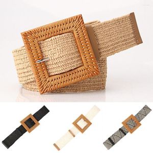 Belts Rope Braiding Women Belt Square Buckle Skirt Bohemia Vintage Knitted Waist Hand-Woven Elastic For 2023