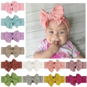 Big Bow Knot Kids headwraps Elastic Soft Newborn Småbarn Hårband Söta babyflickor Huvudbonnar Hårtillbehör Foto rekvisita