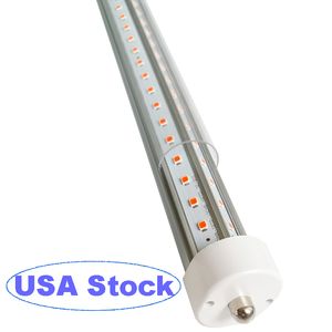 Tubo LED T8/T10/T12 da 8 piedi, base FA8 a pin singolo da 8 piedi, 72 W 9000 lm, bianco freddo 6500 K, lampadine fluorescenti a LED a forma di V a doppio lato da 8 piedi (sostituzione 250 W), copertura trasparente usalight