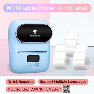 Yazıcılar Phomemo M110 Etiket Maker Mini Etiket Yazıcı Taşınabilir Yapışkan Çıkartma Yazıcı Etiketleme Makinesi Ev Ofis Okulu Malzemeleri