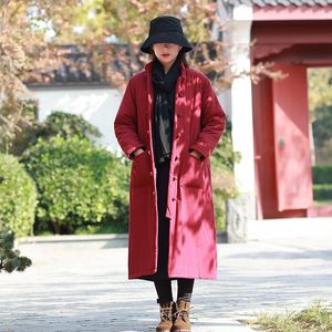Women's Trench Coats Long Coat Women Vintage Parkas Mujer 2023 Winterjas Dames Top Quality Cotton Padded X-long Winter Robe Outwear With
