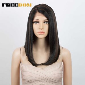 Synthetic Straight Lace Wigs For Black Women Short Straight Bob Wig 14 inch Blue Wigs Heat Resistant Cosplay Wigs 230524