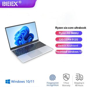 Monitors Beex R5 Laptop 15.6 '' AMD Ryzen R5 5600U Laptop DDR4 32 GB RAM 512G SSD Dual Core Wins10/11 Gaming komputerowe odblokowanie palców odcisków palców