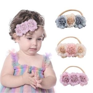 Accessori per capelli Born Baby Lace Mesh Flower Nylon Stretch Headband Girl Elastic 1PCS Head Wears Decoration