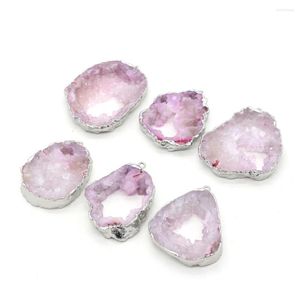 Charms naturais de dentes de cristal rosa de pedra rosa