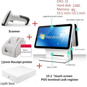 Printers A complete set of cash register equipment thermal printer scanner cash drawer touch cash register 15.1 inch builtin WIFI