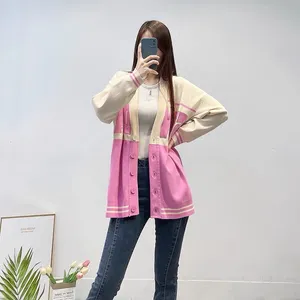 23-Women's jacket new S-ndro cardigan paired with romantic pink Boat Anchor knitted cardigan jacket