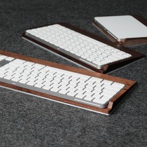 Combos Kashcy Walnut Solid Wooden Tray Palm Rest For Magic Keyboard Magic Trackpad Wrist Support Pad Aluminum alloy wool felt bottom