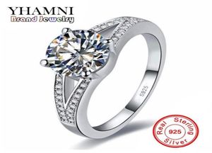 Yhamni Original 100 925 Sterling Silver Wedding Rings for Luxury 15 ct Sona CZ Diamond Engagement Ring H4121957153543036