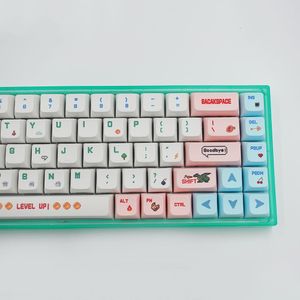 Combos Kbdiy 132 klawisze/zestaw Wojny pikselowe Śliczne różowe klawisze xda profil pbt keycap dla MX Switch niestandardowe czapki klawiatury mechanicznej gier