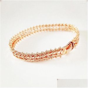 Chain Link Bracelets Man Bracelet Trendy Rose 585 Gold Color Men Fashion Metal 8Mm Wide Hand Catenary Mens Drop Delivery Jewelry Dhpnk