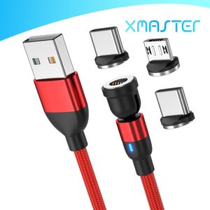 540° Rotating Magnetic Phone Charger Cable with LED Light 3A 1M USB C Fast Charging Cords xmaster