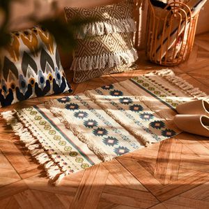 Carpets Bohemian Carpet Bedroom Area Rug Cotton Linen Nordic Doormat Aztec Floor Mat For Living Room Geometric Alfombra Home Decor 60x90