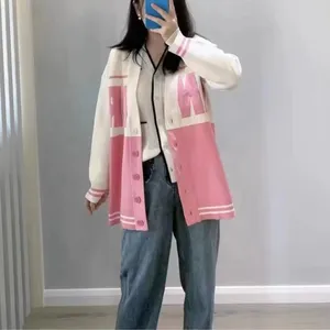 Women's jacket new S-ndro cardigan paired with romantic pink Boat Anchor knitted cardigan jacket