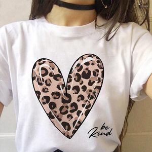 Kvinnors t skjortor kvinnor skjorta leopard älskar enkla damer tee 90s casual kvinnliga kläder toppar tryck tees tshirt grafisk t-shirt