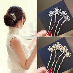 Moda metallo fiore perla forchette in lega a forma di U forcine per capelli pettine per capelli gioielli da sposa per capelli da sposa copricapo per capelli