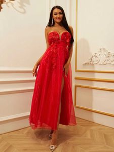 2022 New arrival fashion casual sequins embroidered elegant split gown sleeveless temperament halter ladies evening dress