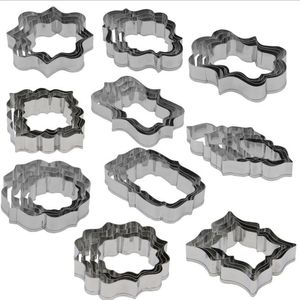 Baking Moulds 4PCS Blessing Frame Stainless Steel Biscuit Cookie Cutter Wedding Cake Mould Sugarcraft Pastry Decorating DIY Tool 230526