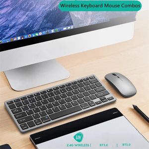 Combos 3Mode Wireless Keyboard and Mouse Combo 2.4G Bluetoothcompatible Protable Mini Keyboard Mice Set For Phone Tablet Laptop PC