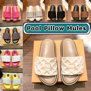 Designer-Hausschuhe für Damen, Pool-Pillow-Slides, geprägte Pantoletten, flache Damen-Slider, Komfort-Sommer-Slipper aus Nylon, Cool Slide, Luxus-Sandalen, bedruckte Herren-Strandsandale