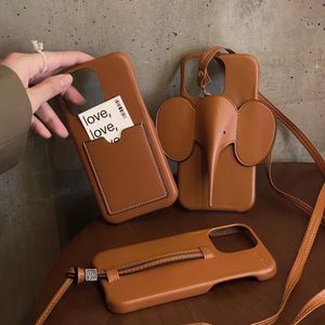 حالات الهاتف الجميلة في الفيل الجلدية Crossbody Card For iPhone 15 14 13 12 Pro Max Hi Quality Pres