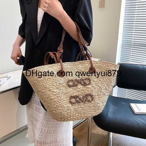 Designer Bag Straw Bag Plain Knitting Crochet Embroidery Open Casual Tote Interior Compartment Two Thin Straps Leather Floral Fashion qwertyui879