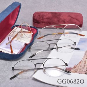 Sunglasses Collectable Fashion G Home GG0682 Half Small Round Myopic Optical Eyeglasses Frame Flat Glasses