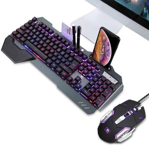 Ratos rgb gamer mouse e teclado semimecânico Teclado conjunto de teclado de backlit multi atalhos 3200 dpi mouse óptico bloco com suporte