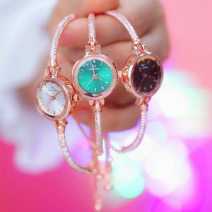 Pulseira de pulseira Pulseira Women Watch Watch Small Ladies Casual Silver Aço Cinturão Vestido Vestido Relógios Diamante