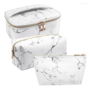 Cosmetic Bags ASDS-3 Pack Marble Makeup Bag Set Portable Toiletry Pouch Waterproof Organizer Case Storage Brushes For Women Gir