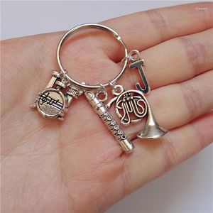 Keychains Drum Keyring Flute Keychain Gift Charm inicial Nome musical Musical Musical Instrument Creative