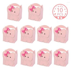 Present Wrap 10st Elephant Box Baby Shower Boxes For Girls Candy with Bowtie Gäster Party Supplies Birthday Decorations