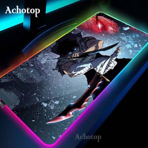 RESTS Solo Leveling Top -Qualitäts -Gaming -Player -Schreibtisch Lapber Gummi -Maus -Mat RGB LED LED LIGE Anime Mouse Pad Desk Matte mit Hintergrundbeleuchtung