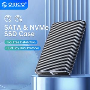 Hubs ORICO Dual Bay M2 NVMe SSD Enclosure Aluminum USB3.1 Gen2 10Gbps For M Key M B Key NVMe PCIe SSD With Builtin Cooling Vest