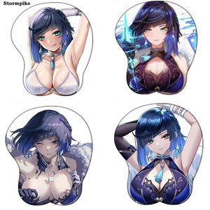 Pads Genshin Impact Cute Yelan Kawaii Anime Sexy Mouse Pad with Wrist 3D Big Gel Desk Mat Mousepad Anime Mouse Pad desk Accessories