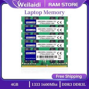 RAMS 50pcs Weilaidi Speicher RAM DDR3 4GB 1333 MHz DDR3L PC310600S 1600 MHz 12800S Laptop Notebook 204 Pin 1,35 V 1,5 V Sodimm RAM