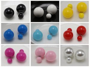 10 paia di orecchini a bottone con perle color caramella, doppio lato anteriore e posteriore