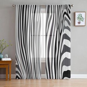 Tenda Zebra a strisce bianche e nere Voile Tende per il trattamento delle finestre del soggiorno Tende trasparenti per la cucina della camera da letto