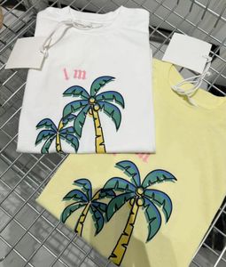 키즈 티셔츠 여름 티셔츠 탑 베이비 보이즈 소녀 코코넛 나무 편지 인쇄 티셔츠 패션 통기성 아동 의류 12 스타일 고품질