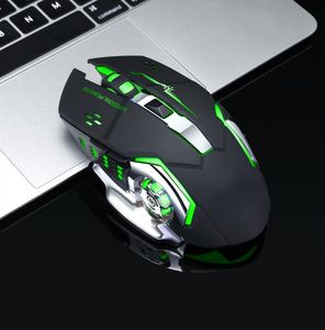 Möss trådlöst 2.4G USB Optical Gaming Mouse 2400DPI Professional Gamer Mouse Backbelyst uppladdningsbara tysta möss för PC -bärbar dator