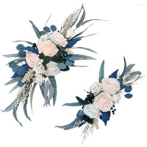 Dekorativa blommor Välkommen skylt Floral Horn Flower Wedding Arch 2st/Set Multicolor Multiuse Plastic Originality Decoration