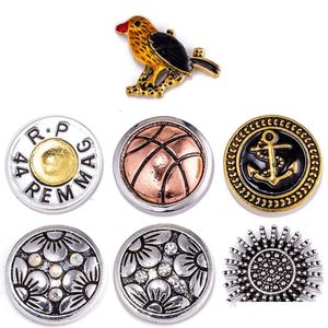 Urok bransoletki 20pcs Snap Button 18 mm Ptak metalowe snapy do dopasowania biżuterii z imbiru kryształ dostawa dhb9a