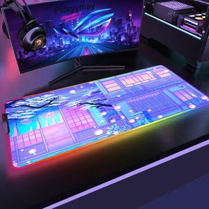 Подставки Sailor Moon Gaming LED Коврик для мыши RGB Коврик для мыши Подсветка Настольный коврик 900x400 Gamer XXL Компьютерный коврик для мыши Нескользящий настольный ковер