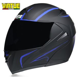 Capacetes de motocicleta Vire o capacete de capacete Dual Sistema de Viseira