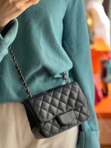 10A Top Tier Quality Mini Borsa con patta quadrata Designer Donna Vera pelle Caviale Pelle di agnello Borsa nera classica Borsa trapuntata Borsa a tracolla Tracolla Motion design 64ess