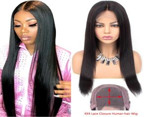 Brasilianische gerade Echthaar-Perücken mit Babyhaar, 44 Mittelteil, Spitzenfront-Perücken für schwarze Frauen, 18-Zoll-Beau-Diva-Haar-Perücken6935498